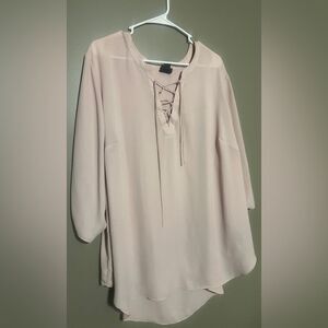 Worthington Womens Plus Size 3x Lace Up 3/4 Sleeve Blouse